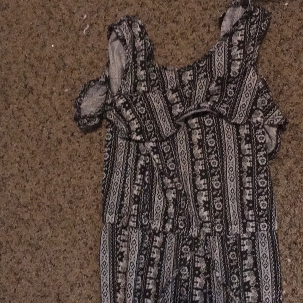 Black and white jumpsuit w/ elephants